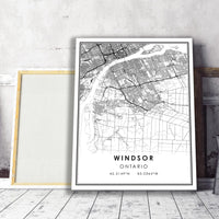 Windsor, Ontario Modern Style Map Print 