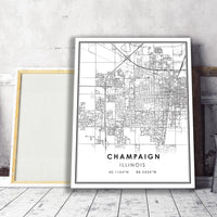 Champaign, Illinois Modern Map Print 