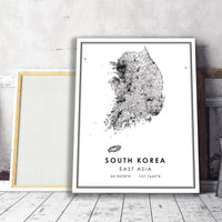 
              South Korea, East Asia Modern Style Map Print 
            