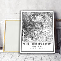 Prince George's County, Maryland Modern Map Print 