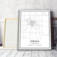 Seneca, Kansas Modern Map Print 