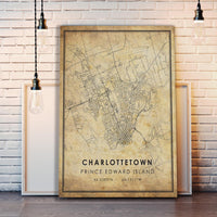 
              Charlottetown, Prince Edward Island Vintage Style Map Print 
            