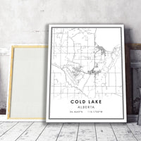 
              Cold lake, Alberta Modern City Map Print
            