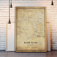 Blind River, Ontario Vintage Style Map Print 