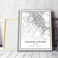 
              College Station, Texas Modern Map Print 
            