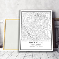 Glen Rock, New Jersey Modern Map Print 
