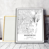 Brunswick, Georgia Modern Map Print 