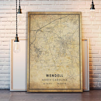 
              Wendell, North Carolina Vintage Style Map Print 
            