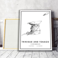 Trinidad and Tobago, Caribbean Modern Style Map Print 