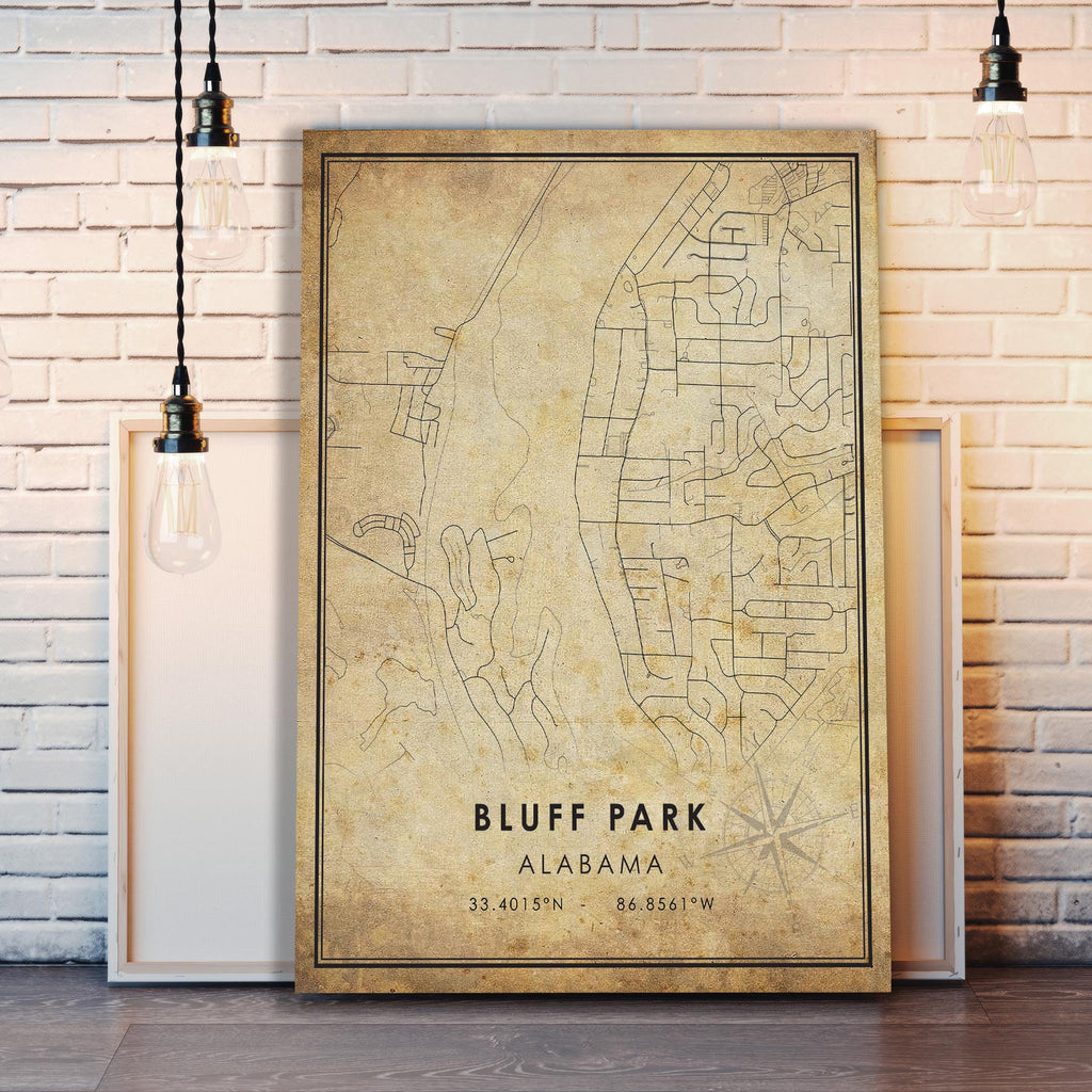 Bluff Park, Alabama Vintage Style Map Print 