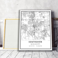 
              Southaven, Mississippi Modern Map Print 
            