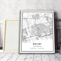 Whitby, Ontario Modern Style Map Print