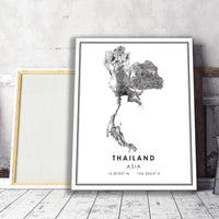 
              Thailand, Asia Modern Style Map Print 
            