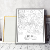 Fort Mill, South Carolina Modern Map Print 