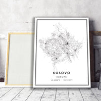 Kosovo, Europe Modern Style Map Print 
