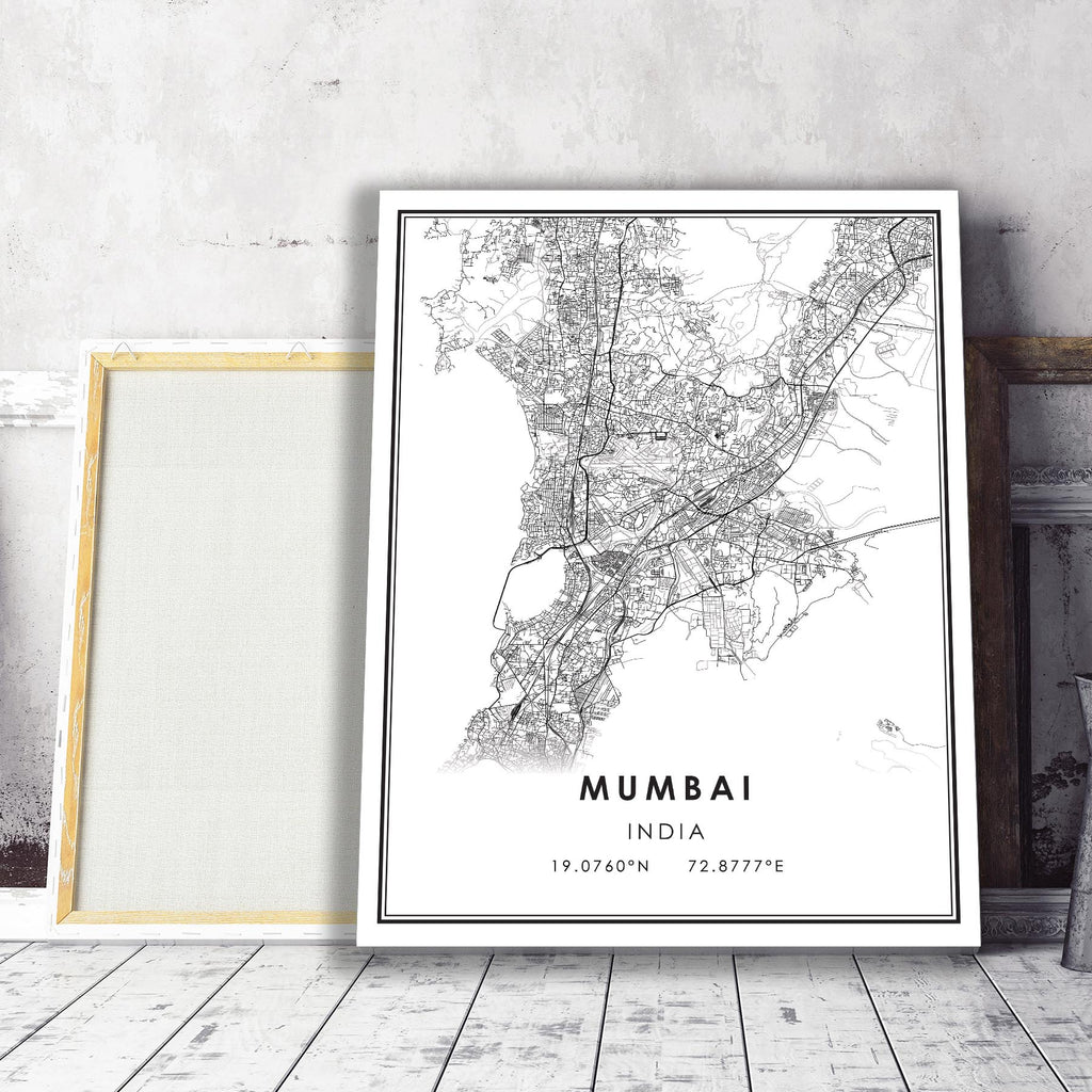 Mumbai, India Modern Style Map Print 