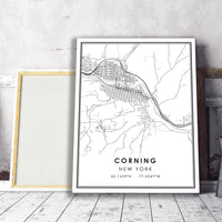 Corning, New York Modern Map Print 