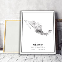 
              Mexico, North America Modern Style Map Print 
            