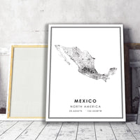 Mexico, North America Modern Style Map Print 