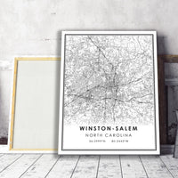 Winston-Salem, North Carolina Modern Map Print 