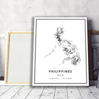 Philippines, Asia Modern Style Map Print 