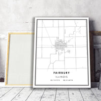 
              Fairbury, Illinois Modern Map Print
            