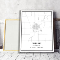 Fairbury, Illinois Modern Map Print