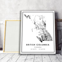British Columbia, Canada Modern Style Map Print 