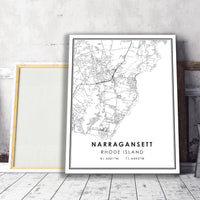
              Narragansett, Rhode Island Modern Map Print 
            