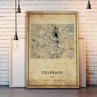 
              Colorado, USA Vintage Style Map Print 
            