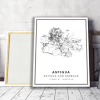 Antigua, Antigua And Barbuda Modern Style Map Print 