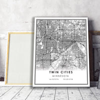 
              Twin Cities, Minnesota Modern Map Print 
            