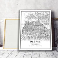 Memphis, Tennessee Modern Map Print 
