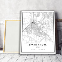 Spanish Fork, Utah Modern Map Print 