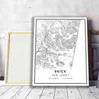 Brick, Jersey Modern Map Print  