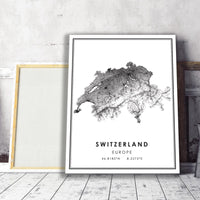 
              Switzerland, Europe Modern Style Map Print 
            