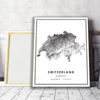 Switzerland, Europe Modern Style Map Print 