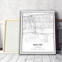 
              Moline, Illinois Modern Map Print 
            
