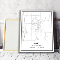 
              Hart, Michigan Modern Map Print 
            