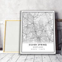 
              Silver Spring, Maryland Modern Map Print 
            