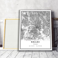 Dallas, Texas Modern Map Print 
