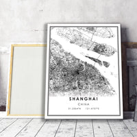 
              Shanghai, China Modern Style Map Print 
            