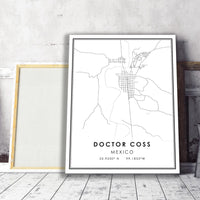 
              Doctor Coss, Mexico Modern Style Map Print 
            