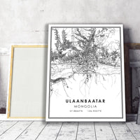 Ulaanbaatar, Mongolia Modern Style Map Print 
