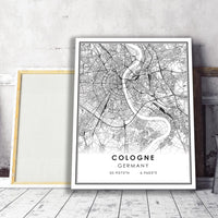 
              Cologne, Germany Modern Style Map Print 
            