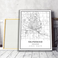 Valparaiso, Indiana Modern Map Print