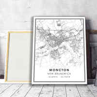 Moncton, New Brunswick Modern Style Map Print