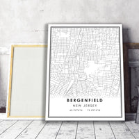 
              Bergenfield, New Jersey Modern Map Print
            