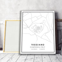 Teggiano, Italy Modern Style Map Print 