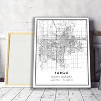 
              Fargo, North Dakota Modern Map Print 
            
